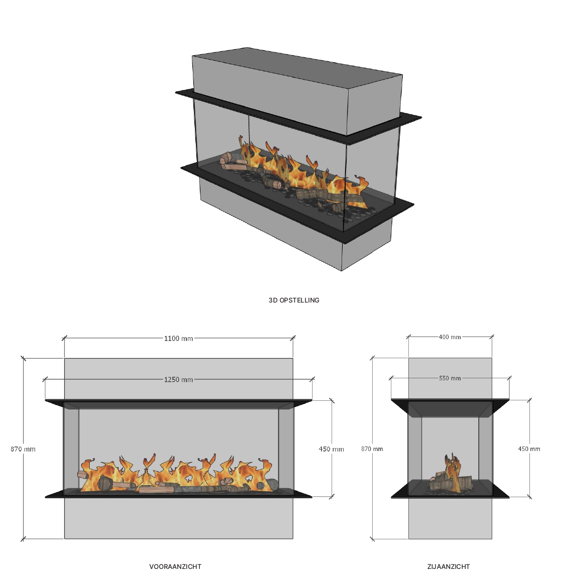 Afmetingen - Elu Four Sided 110-45