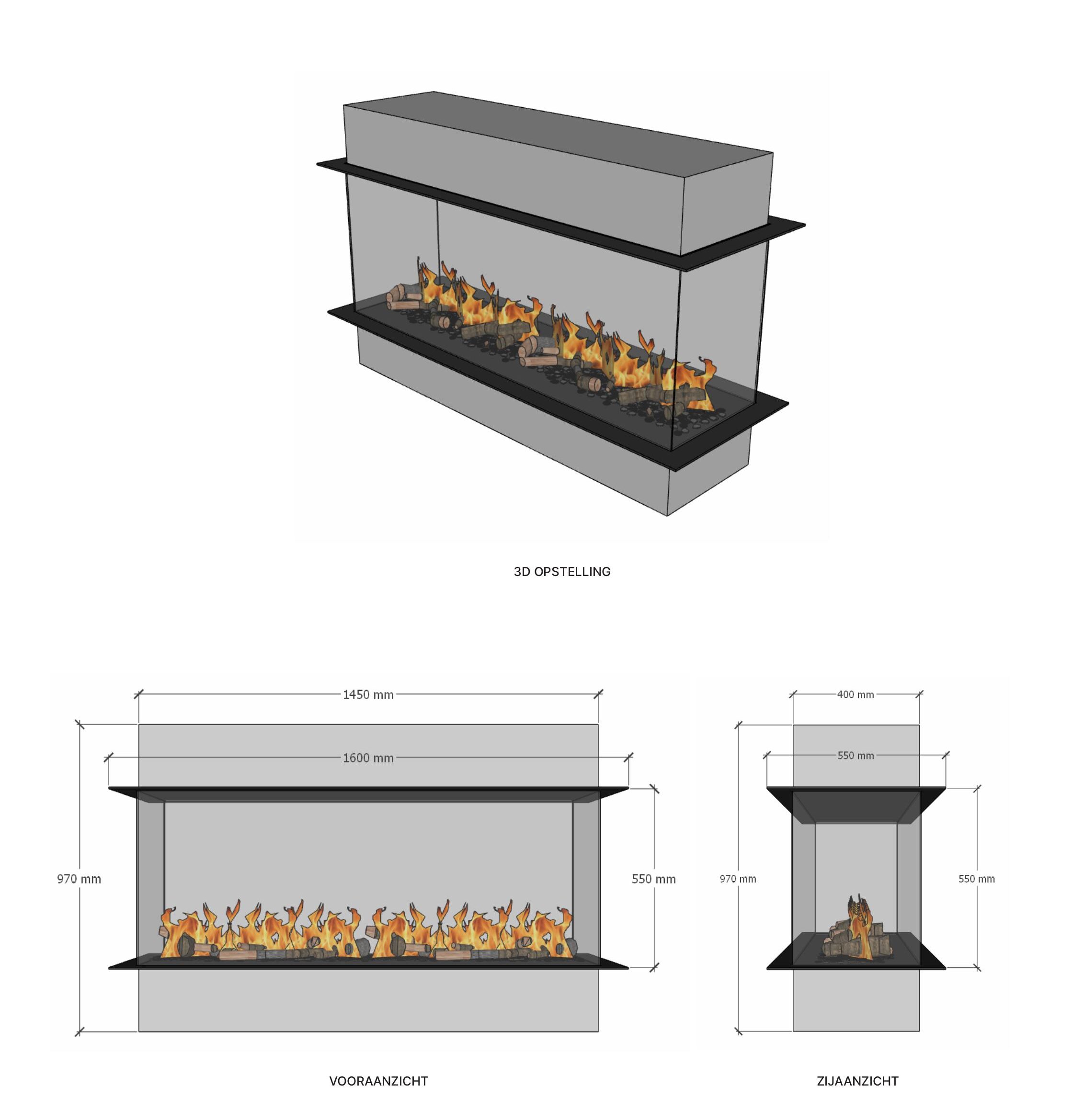 Afmetingen - Elu Four Sided 145-55