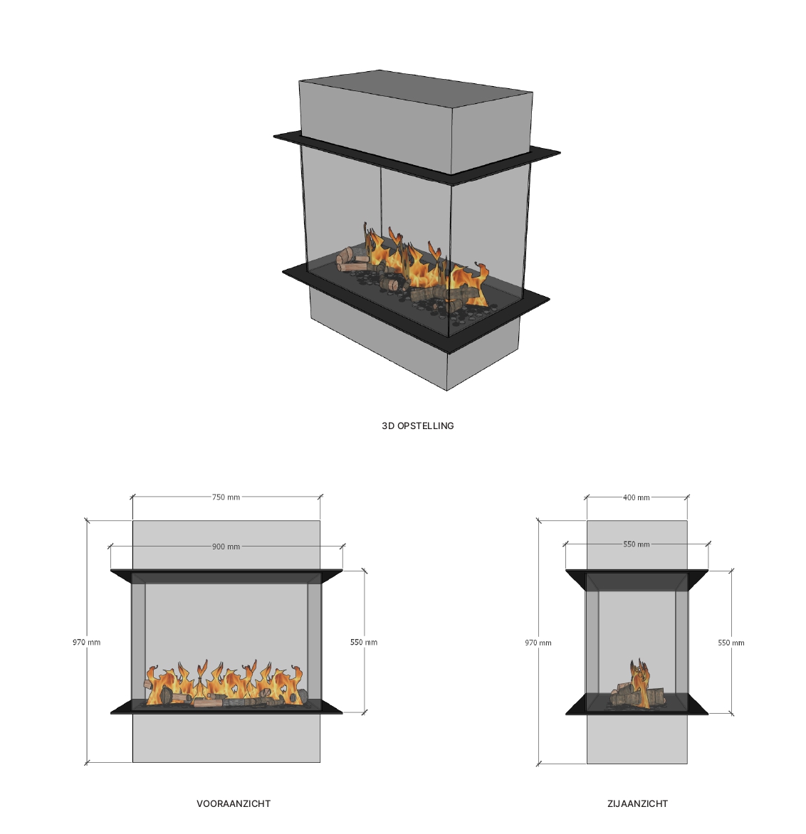 Afmetingen - Elu Four Sided 75-55