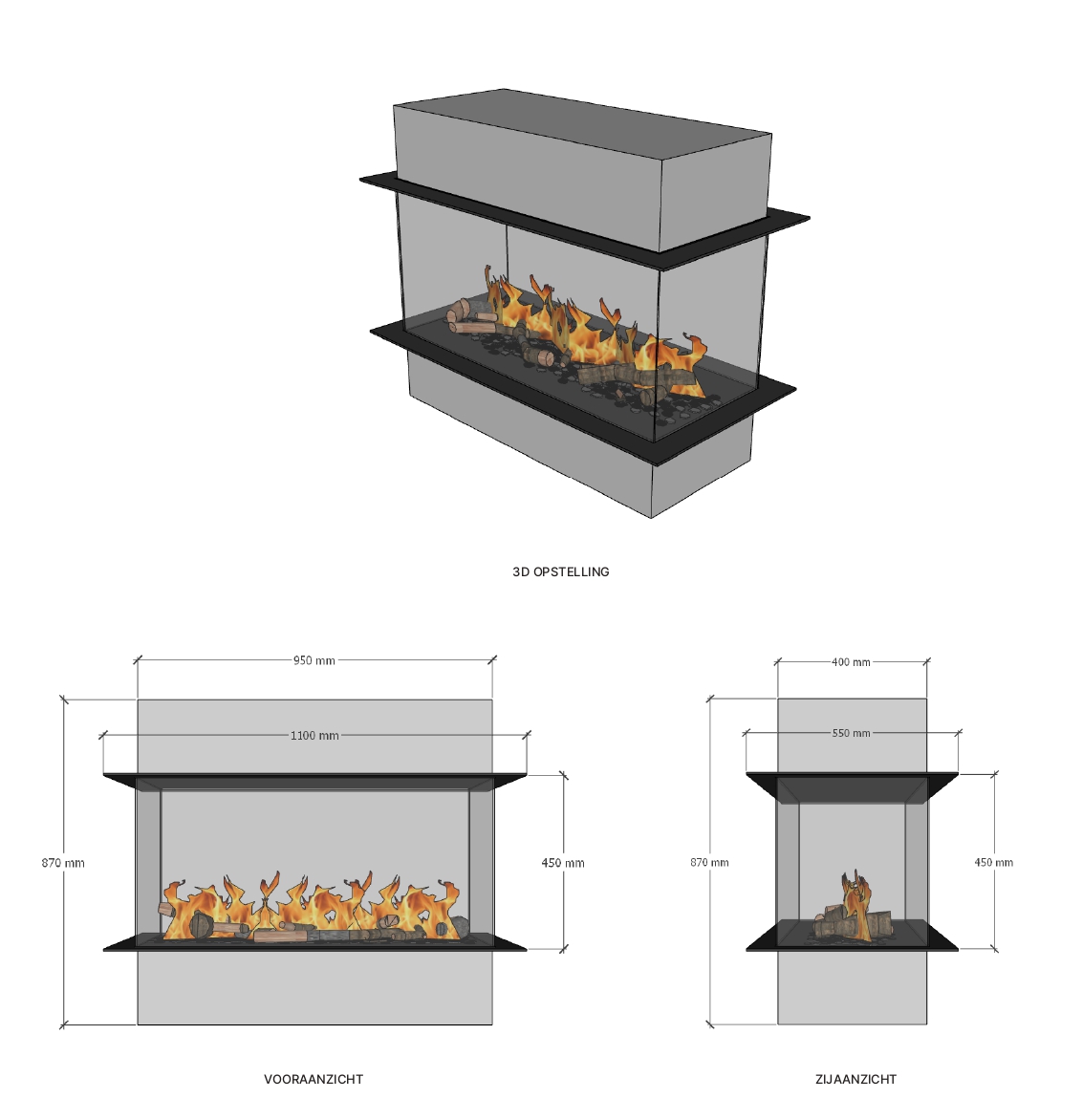 Afmetingen - Elu Four Sided 95-45